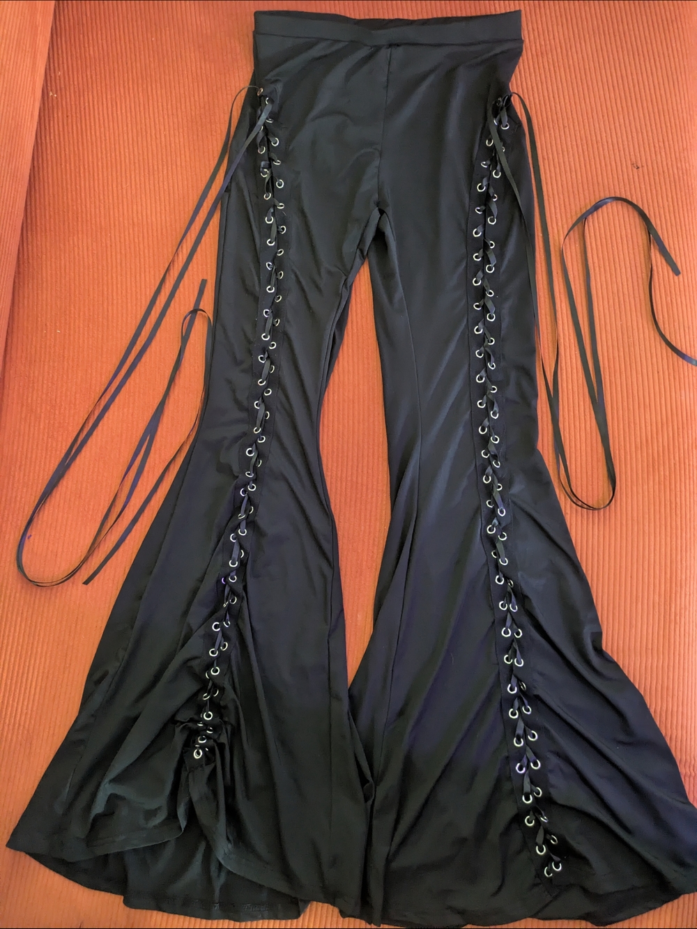 Black Lace-Up Flare Pants - Women